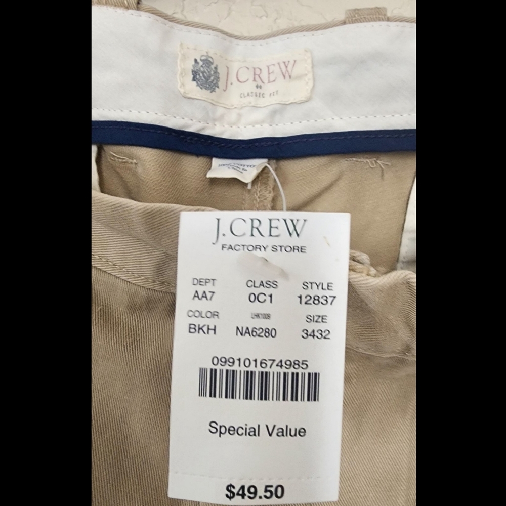 New J. Crew High-Rise Girlfriend Chino Pants in Khaki color Size 34X32 - Picture 10 of 11